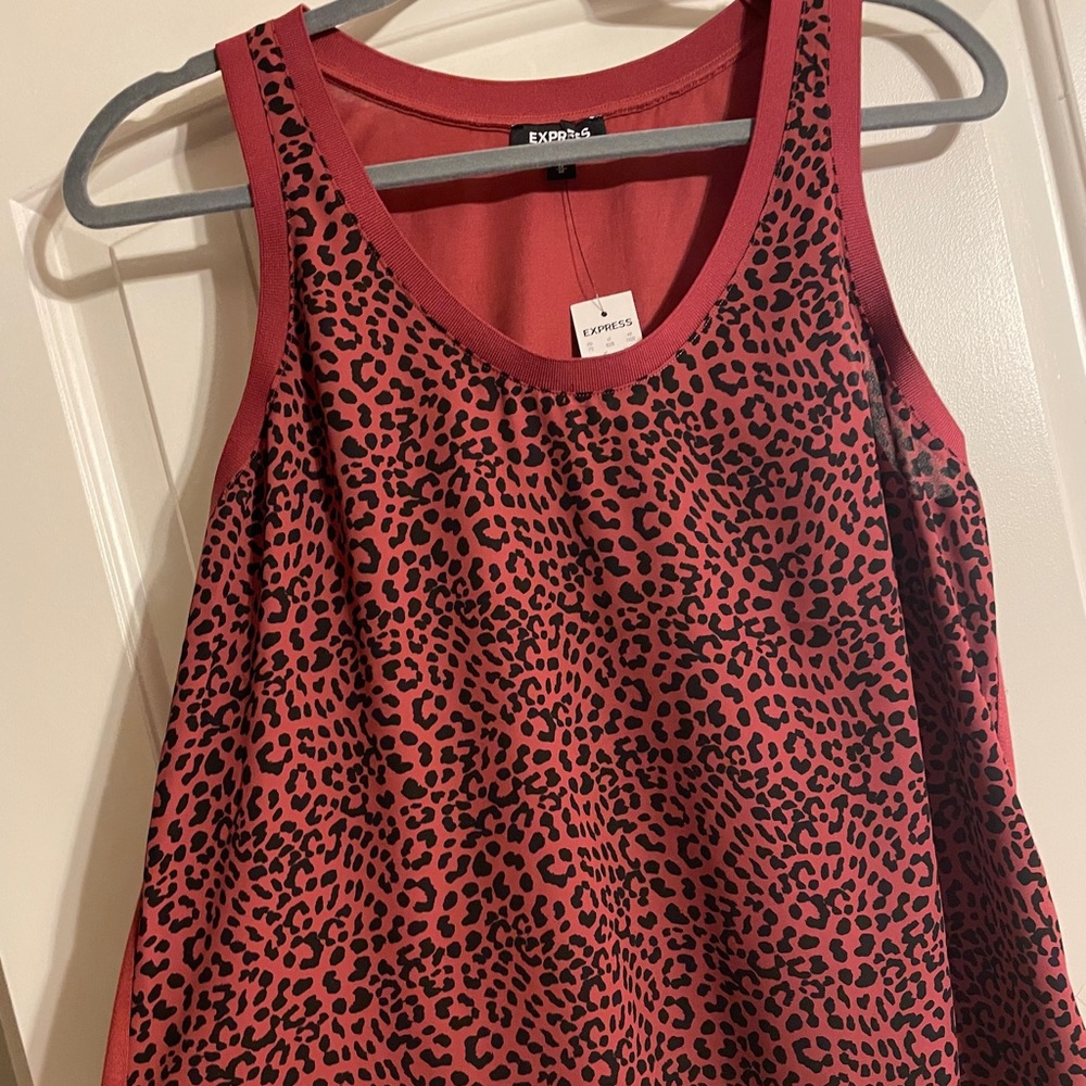 Express red leopard print sleeveless shirt